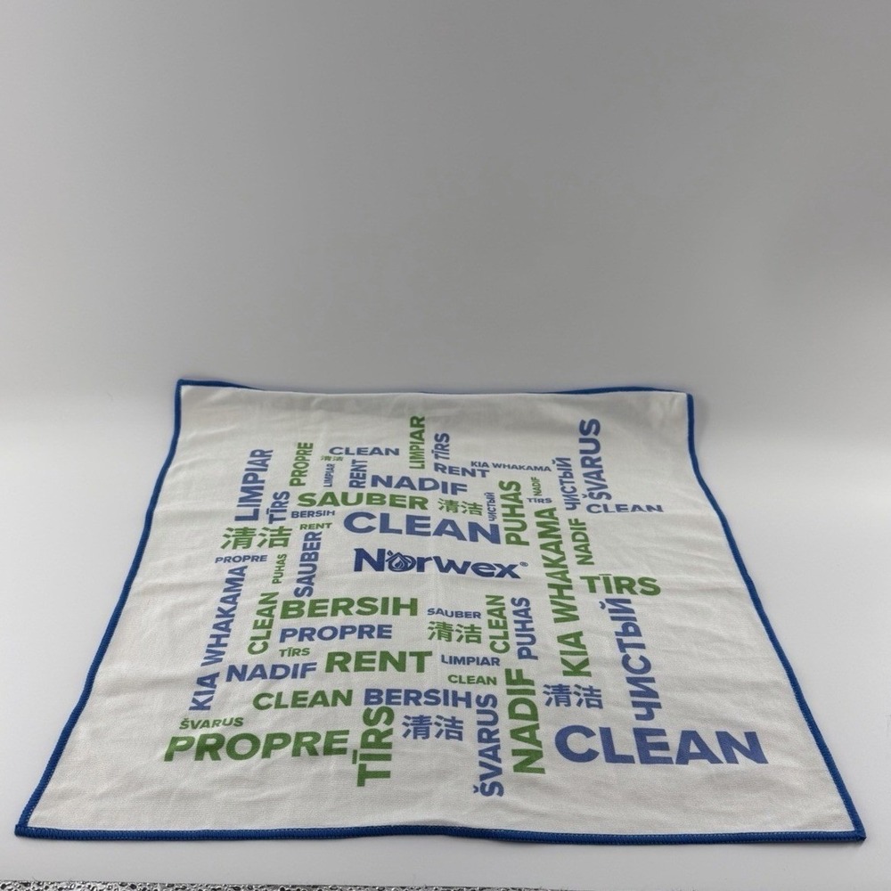 Norwex Window Cloth Cleaning Microfiber BacLock Blue Logo Rare Print Limited Ed